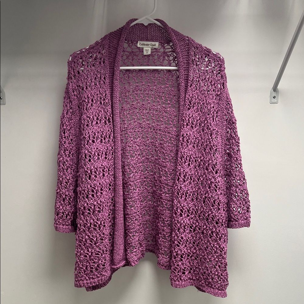 Coldwater Creek Women's Lavender Open Weave Cardigan